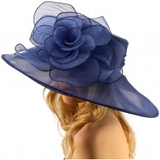 Splendid Edwardian Ruffle Floral Organza Derby Floppy Wide 7" Dress Hat  eb-45205128